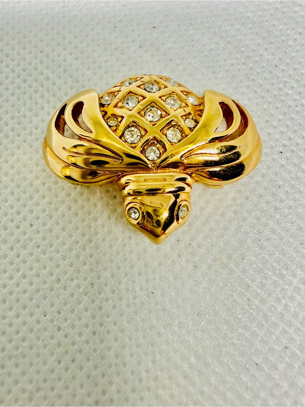 Swarovski Pin Brooch Gold-Tone Bee Clear Crystals Signed 1 X 1 IN Vintage